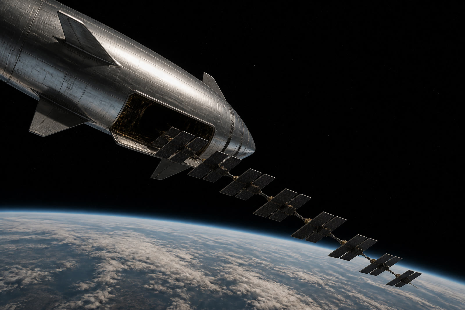 Figure 1 — Starship putting compute on the line. 2025 lofted about 3,000 tons, mostly Falcon Starlink. The orbital rack needs megatons.